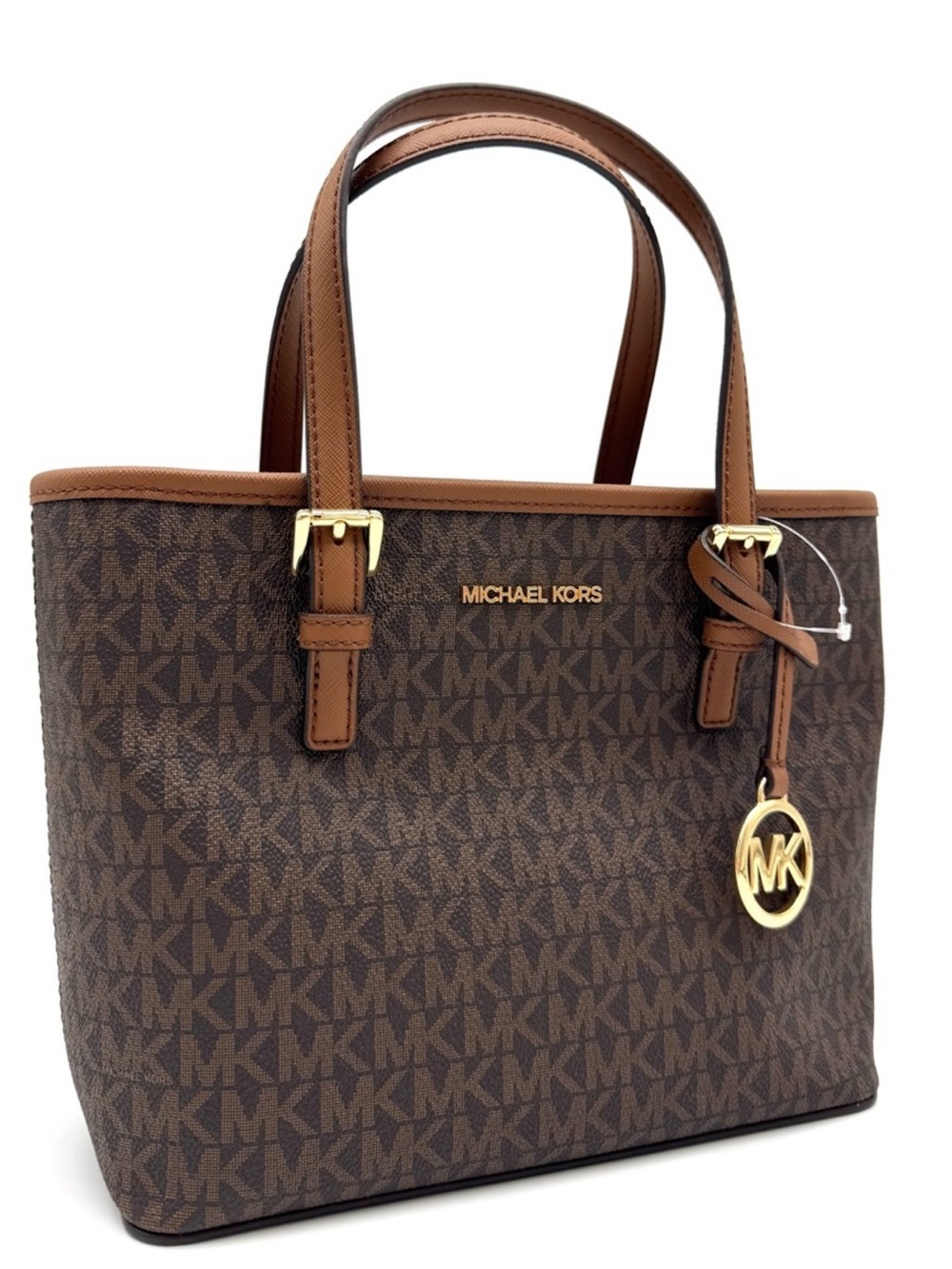 Michael Kors XS Jet Set Travel Convertible TZ Tote Bag Brown Signature